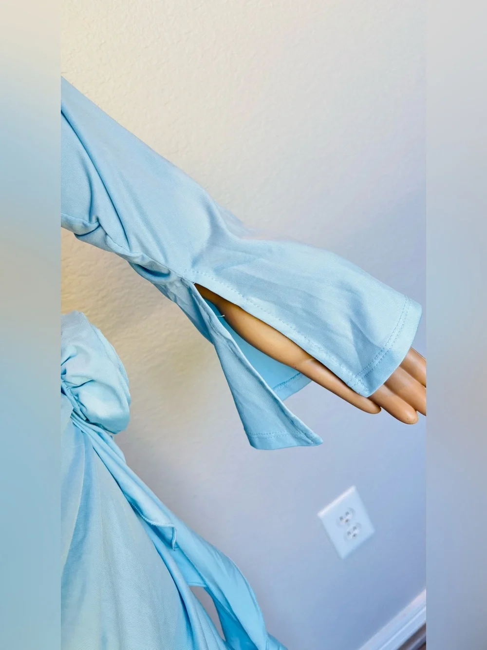 SHEIN Baby Blue One-Shoulder Ruched Mini Dress with Rosette Ruffle NWT - Picture 12 of 16